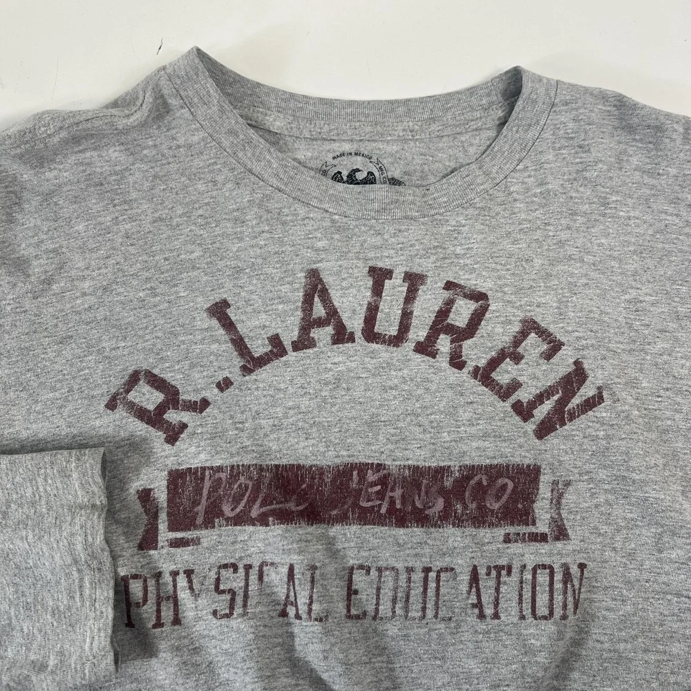 Ralph‎ Lauren Polo Jeans Company 1967 L Gray Physical Education 1967 Long Sleeve